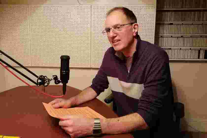 Picture of Paul one of our Volunteers in the recording studio